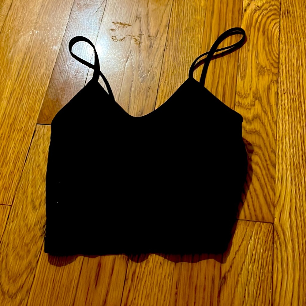 Lacey back black tank top